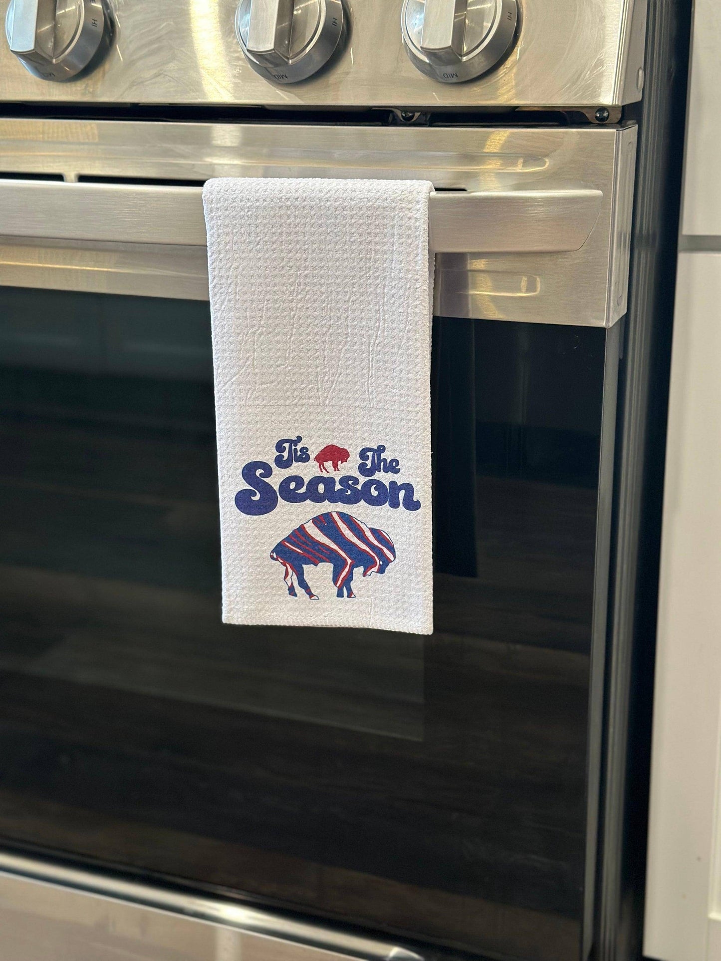 Tis The Season Kitchen Waffle Weave Towel | Buffalo Bills Fan Gift | Buffalo Bills | Kitchen Decor - Bflo Thread Co.