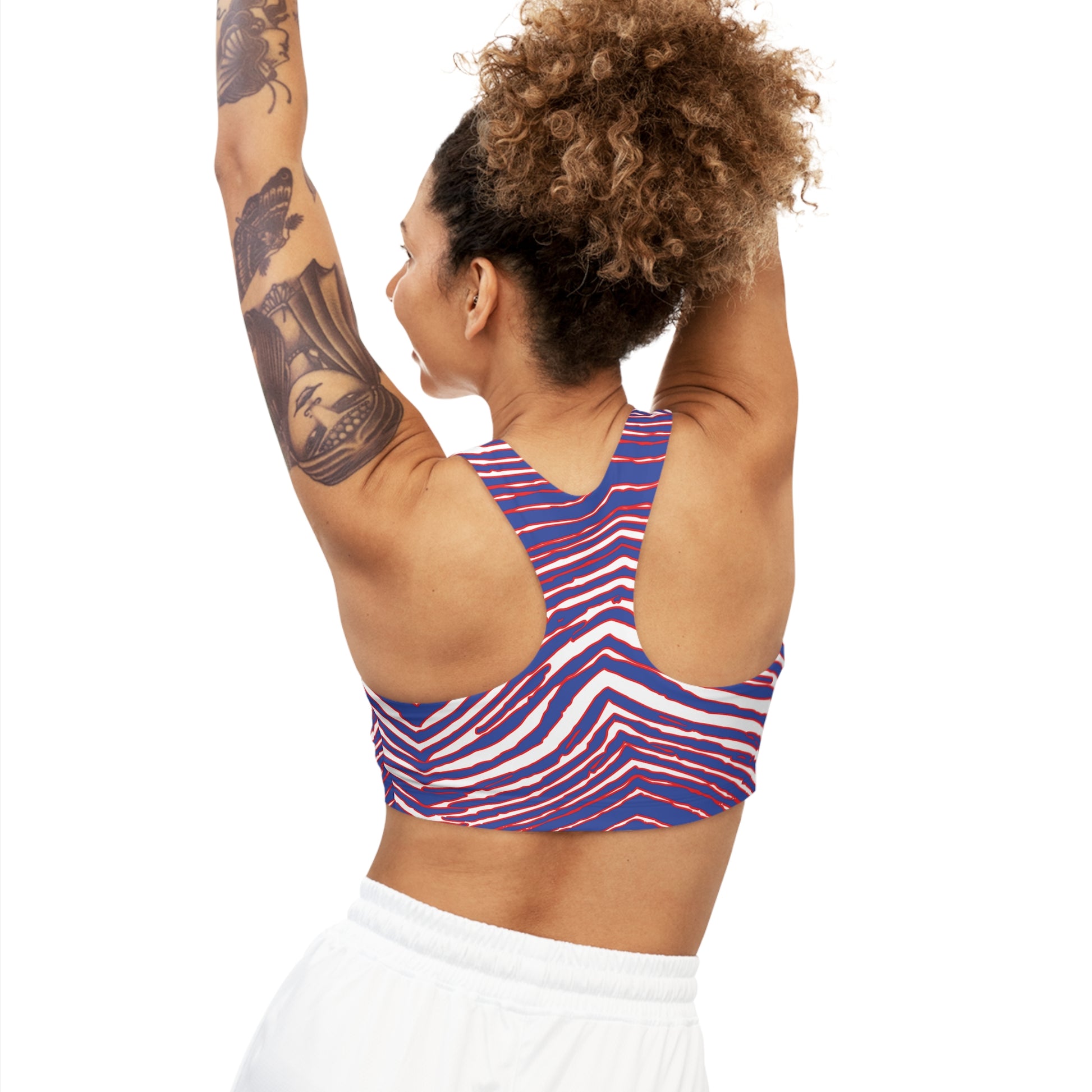 Buffalo Football Pattern Seamless Sports Bra - Bflo Thread Co.