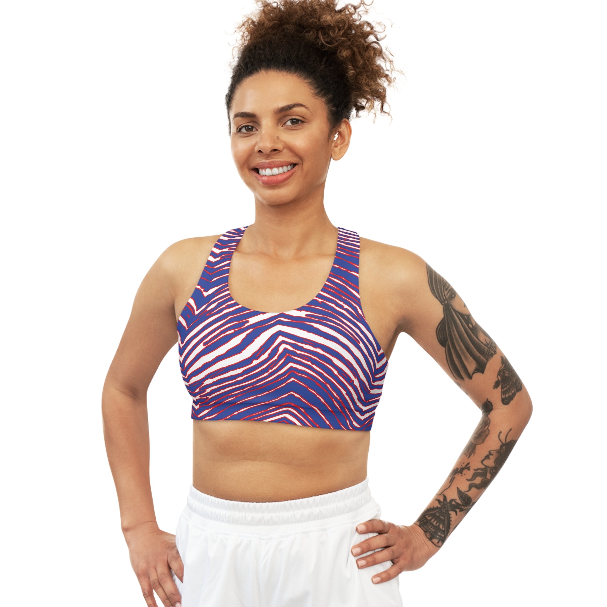Buffalo Football Pattern Seamless Sports Bra - Bflo Thread Co.